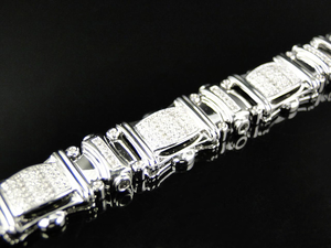 Pulsera de Lujo con Diamantes Naturales en Corte Esmeralda, Plateada en Plata, para Bodas, Cumpleaños, Celebraciones y Fiestas, Disponible en Oferta - Product Image 2