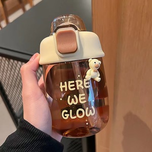 Cute Plastic Water Bottle With Straw Bpa Free For Kids Summer Back To School Use - Product Image 1