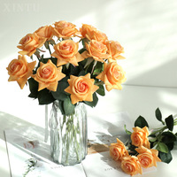 Jarrey 7cm Hochwertige künstliche Real Touch Latex Blume Rose Feuchtigkeit creme für Home Decoration Hochzeit Handheld Wand
