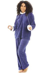 Set di pigiami di flanella Casual da <span class=keywords><strong>donna</strong></span> <span class=keywords><strong>taglie</strong></span> <span class=keywords><strong>forti</strong></span> da notte con cappuccio abbigliamento da notte manica lunga in <span class=keywords><strong>pile</strong></span> morbido <span class=keywords><strong>pigiama</strong></span> di flanella - Product Image 6