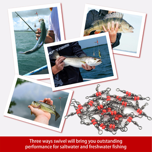 Connecteur à trois voies avec <span class=keywords><strong>triple</strong></span> roulement, en acier inoxydable, pour la pêche, avec anneau solide et mousqueton, pour eau salée et eau douce, 20 pièces - Product Image 5
