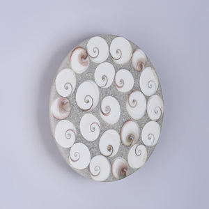 Nouveautés : Lampe murale minimaliste LED en coquille de Shiva sculptée, pierres de guérison en cristal de conque fossile, plaque ronde en pierre précieuse - Product Image 4