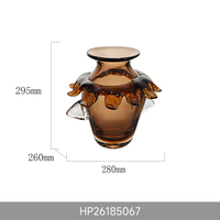 Vas Kaca Teh Amber Mewah Antik dengan Pegangan Bersayap, Aksen Dekoratif Transparan dengan Pegangan Bersayap untuk Hiasan Tengah Meja Pernikahan