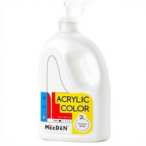 MEEDEN - Juego de Pintura Acrílica Extra Grande de 2L y 8 Colores, Pigmentos Ricos No Tóxicos, Blanco Titanio, para Clases de Arte/Pinturas Vertidas - Product Image 3