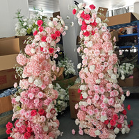 Arche de fleurs artificielles 5D en soie rose de luxe pour cérémonie de mariage romantique, photomaton et décoration d'entrée de fête