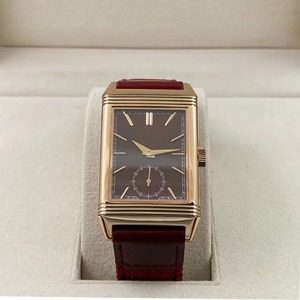 นาฬิกา Reverso รุ่นคลาสสิก หน้าปัดสีแดง ตัวเรือนทองหรู สายหนัง ดีไซน์ย้อนยุค หรูหรา ออกแบบพิเศษ นาฬิกาสองหน้า - Product Image 3