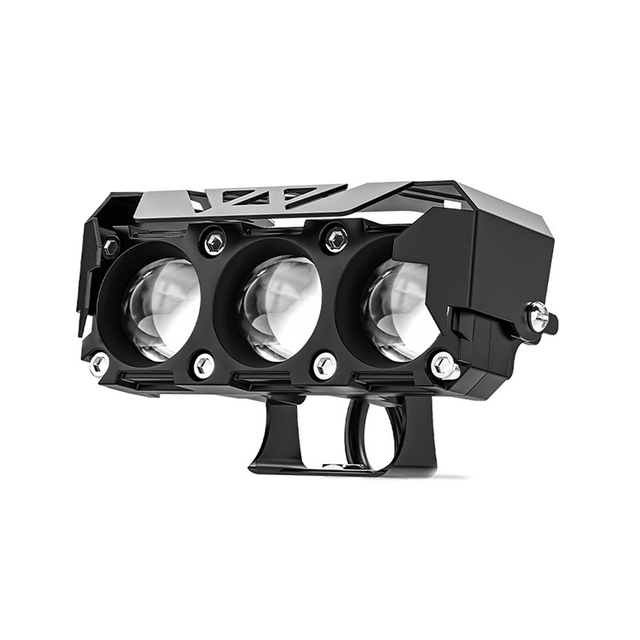 KH Motorcycle 3Lens Super Bright Light Moto LED Headlight Daul Color Spotlights Auto Fog Lamp High Low Beams Work Light Scooters
