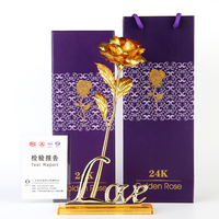 Fleurs éternelles en gros, fleurs dorées, rose artificielle en feuille d'or pour la décoration de mariage et de festival