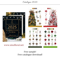 Fleurs de Noël artificielles pas chères 2025, fleurs en velours à paillettes, poinsettia bordeaux, tige de poinsettia rouge pour guirlande de sapin de Noël