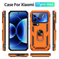 Étui de téléphone portable rigide de luxe 2 en 1 à double couche anti-chute et antichoc avec support de bague en métal pour Xiaomi 17 Pro Max 17 Ultra