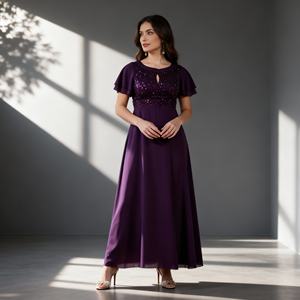 Sequins Embroidery Polyester Luxury Abaya <b>Dress</b> <b>for</b> <b>Muslim</b> <b>Women</b> Custom Elegant Wholesale Supplier - Product Image 2