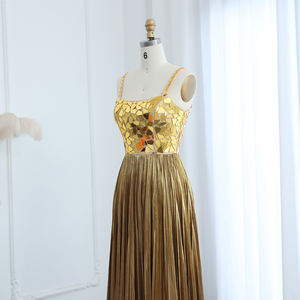 Jancember SZ064 Elegant Golden Square Collar <b>Evening</b> A-line Gowns <b>Dresses</b> - Product Image 3