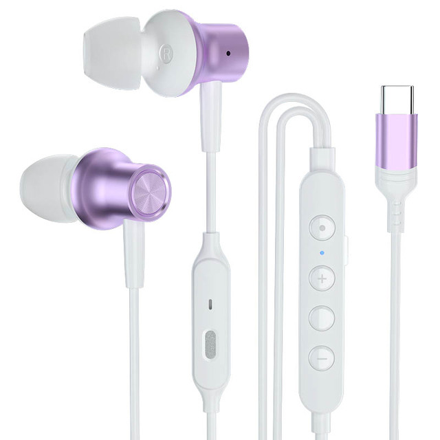 Type c Wired Music Earphones with Microphone Live Broadcast K-song Wired Headphones in Ear Volume Control Game Earbuds