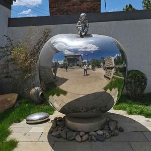 Contemporary Large <b>Outdoor</b> Abstract <b>Mirror</b> Polished Stainless Steel Curve Line Sculpture - Product Image 4