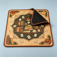 Tapis de Mahjong en microfibre antidérapant avec motif rose de la boussole nautique, carte des étoiles, ancre marine dorée et imprimé télescope, pour 4 joueurs