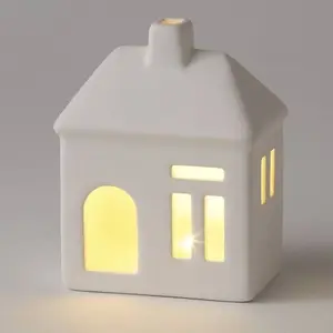 Creative Home Ornament Weiß Keramik Weihnachts haus Tee licht Kerzenhalter