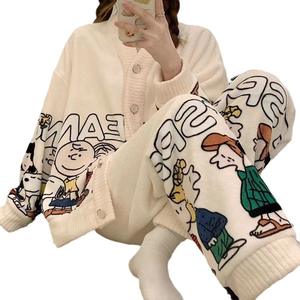 Automne et hiver femmes corail polaire pyjamas épaissi velours mignon dessin animé <span class=keywords><strong>Snoopy</strong></span> hiver chaud flanelle maison vêtements - Product Image 5