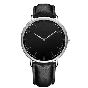 Boîtier en alliage ultra-mince pour hommes et bracelet en cuir, cadran de 40mm de diamètre, logo <span class=keywords><strong>personnalisable</strong></span>, design classique bon marché, cadeau parfait - Product Image 4