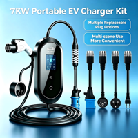 Kit de chargeur EV portable 7KW avec prises remplaçables Shipestrive Type 2 EU Schuko / UK 13A / US NEMA / CH, contrôle par application Bluetooth