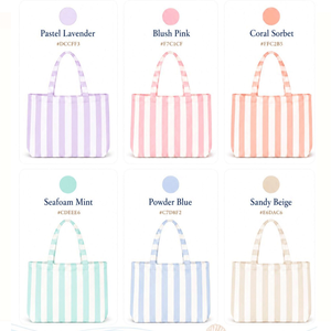 Bolsos de Mano Personalizados Plegables para Mujer, con Logotipo Impreso Personalizado, Bordado, a Rayas, de Lona, para la Playa, de Lujo - Product Image 6