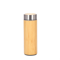 Bouteille d'eau en bambou de 350ml 450ml bouteille en acier inoxydable sous vide gobelet à thé tasses à café et tasses avec couvercles vente en gros en usine
