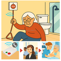 Cordon de traction d'urgence salle de douche système d'alerte panique étanche pour les hôpitaux maisons de soins infirmiers alarme de sécurité à vie assistée