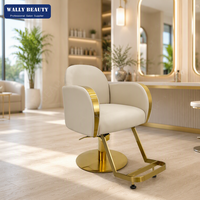 Chaise de salon hydraulique de luxe, chaise de barbier, chaise de coiffure avec base dorée pour le mobilier de salon de beauté