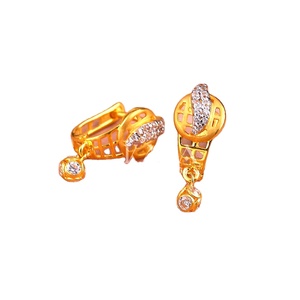 Pendientes de aro de oro de estilo étnico elegante, joyería de moda con diamantes, diseño con Clip, regalo para mujer - Product Image 1