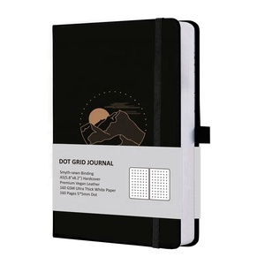 Bán buôn 160 GSM Dot máy tính xách tay A5 Kích thước lá đóng dấu vải đen bìa cứng biểu tượng tùy chỉnh & may ràng buộc với số trang - Product Image 1