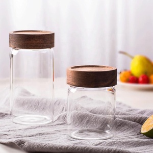Stoples Madu Borosilikat Ukuran Berbeda Jelas 125Ml 4Oz Kaca dengan Kayu Bambu Dapur Botol Penyimpanan Makanan & Guci - Product Image 5