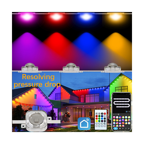 15M 30 Light RGB Gemstone Permanent Christmas Pixel Light Outdoor Waterproof Eave Smart String Exterior Led Point Light
