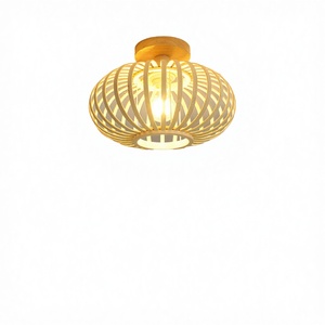Modern American Style LED Bamboo Woven <b>Ceiling</b> <b>Light</b> Living Room Lighting Fixture - Product Image 2