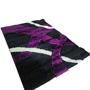 Tapis Adiva turc en polyester shaggy, tissé jacquard, fabriqué à la machine, à poils longs, réversible, rembourré, lavable, antibactérien - Product Image 1