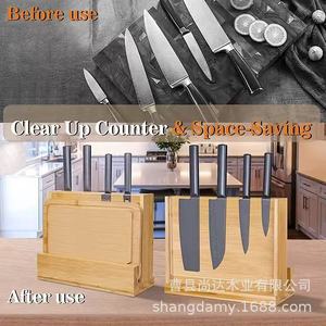 Porte-couteaux magnétique en bois, support à couteaux magnétique double face, vertical, sans perçage, rangement pour couteaux de cuisine en bois - Product Image 4
