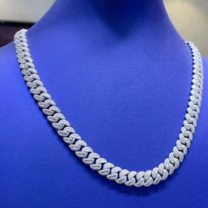 Insuperable Cadena Cubana de Lujo para Calle, Estilo Hip Hop, con Incrustaciones de Moissanita VVS Miami Baguette de 10mm, en Plata de Ley 925 - Product Image 1