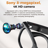 Lunettes Intelligentes IA M02 Ultra Personnalisées avec Caméra 8MP, Enregistrement Audio et Vidéo 4K, Traduction, Assistant IA et Étui de Recharge