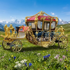 Nuevo Carroza de Caballos Eléctrica de Lujo Dorada para Bodas, Escultura de Carroza Real sin Caballos, Carroza Turística Tirada por Caballos - Product Image 1