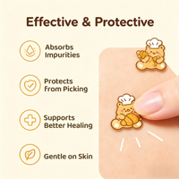 Patchs Hydrocolloïdes Anti-Acné Imprimés Oursons Mignons et Gâteaux pour Boutons et Imperfections, Autocollants pour le Visage et la Peau, 20 Unités