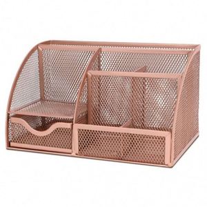 Black Desk Organizers Office Mesh Desk Tidy Organiser <b>6</b> Components Pen Holder with <b>Drawer</b> Multifunctional Stationary Organiser - Product Image 4