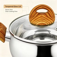 Ensemble de casseroles en acier inoxydable de style américain haut de gamme, écologiques, compatibles induction et gaz, avec couvercles en verre, lavables au lave-vaisselle