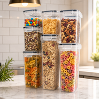 Ensemble de 7 contenants de rangement en plastique pour la cuisine, le réfrigérateur, les aliments, les céréales, les collations, les aliments secs