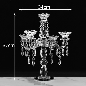Hot Sell Glass Table Top Candelabra Crystal <strong>Candle</strong> <strong>Holder</strong> for Wedding Table Decoration - Product Image 4