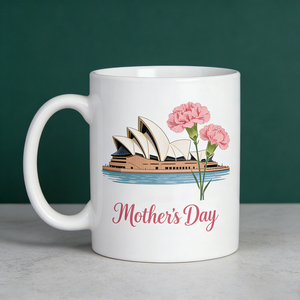 Mug en céramique personnalisé pour la fête des mères en Australie - Tasse à café blanche de 11 oz avec impression de kangourou et de l'Opéra de Sydney, ensemble cadeau pour maman - Product Image 3