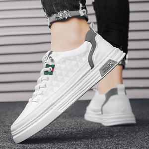 Sneakers Casual da Uomo con Tomaia in PU, Scarpe da Passeggio Bianche di Alta Qualità a Basso Prezzo con Suola Casual per Uso Quotidiano - Product Image 2