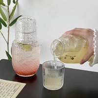 Set Cangkir Teh Kaca Ukir Retro Bergaya Cina, Set Minum Teh Sore Satu Orang, Termasuk Cangkir Air, Tampilan Mewah