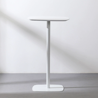 Nordic Art Design Table à thé Table de bar de petit déjeuner minimaliste Mdf et base en métal Table de barre haute carrée ovale blanche
