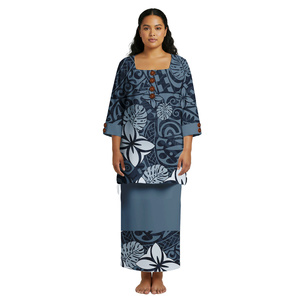 Vestidos Personalizados con Diseño Tribal Polinesio Samoano Fiyiano, Estampado Tapa, Conjuntos Largos de Fiesta para Mujer, Vestido de Dos Piezas - Product Image 6
