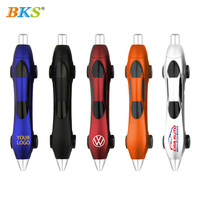 Usine en gros stylo à bille en plastique 1.0mm Logo personnalisé forme de voiture de course encre bleue 13cm impression UV chariot de voiture magique automobile