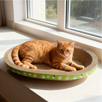 Bac à gratter ovale en carton ondulé pour chat, tapis à gratter et lit pour chat, jouet de repos et de grattage résistant à l'usure pour les griffes des chats