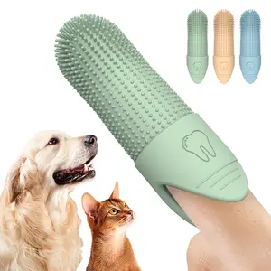 Pet escova de dentes escova dedo silicone gatos cães dentes limpeza cuidados mau hálito dedo tampa super macio dente limpa ferramenta suprimentos